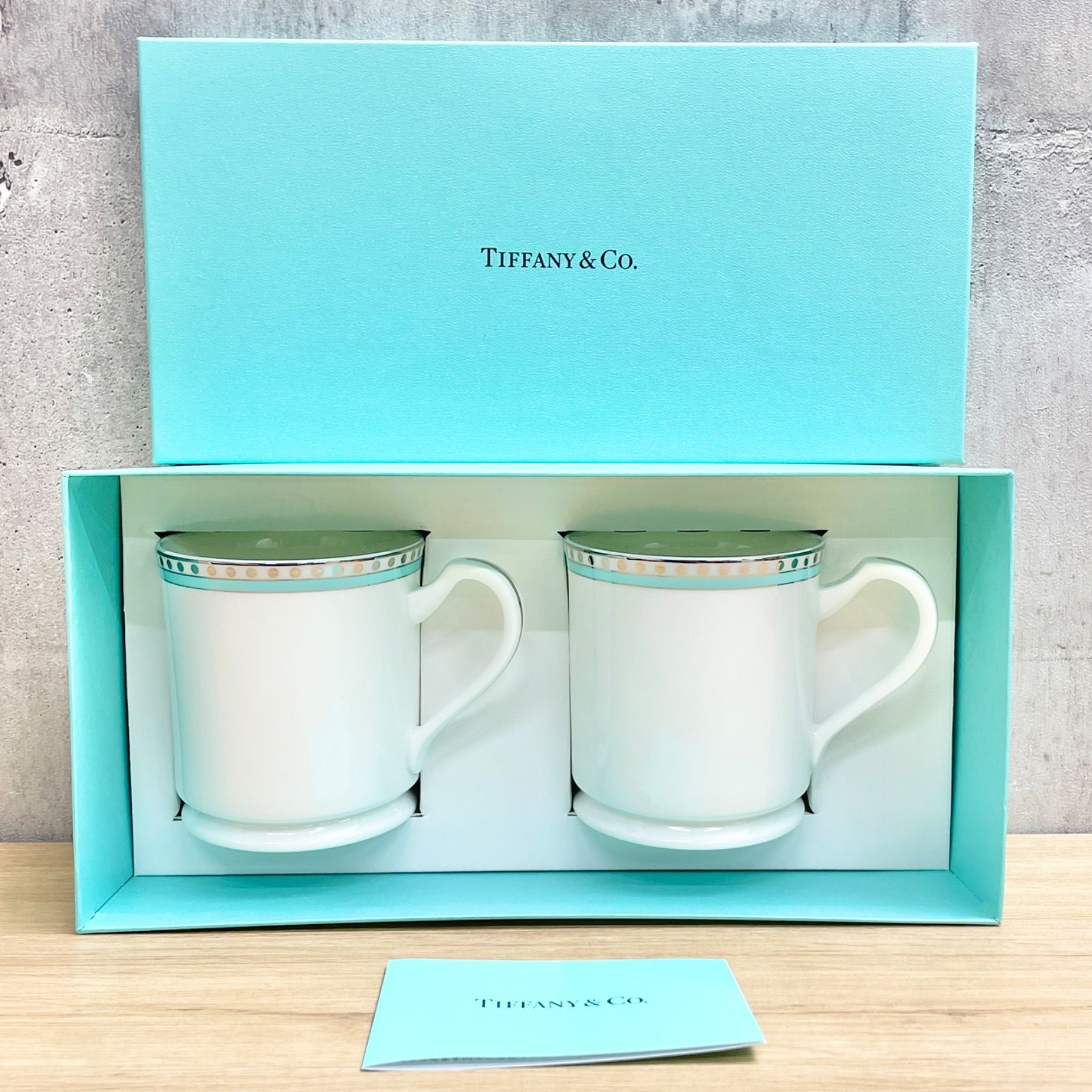 C-06030 TIFFANY&Co. プラチナブルーバンド マグカップ ティファニー ペア 2個 未使用