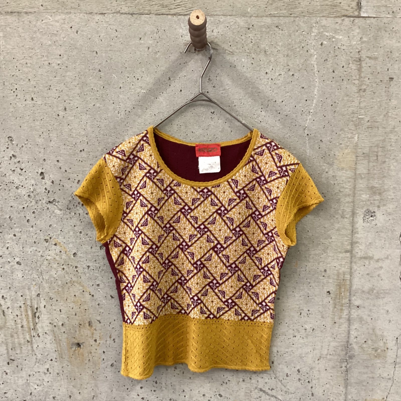 KENZO 半袖　ニット 希少⭕️極美品 KENZO ケンゾー ニット 半袖 マルチロゴ クルー