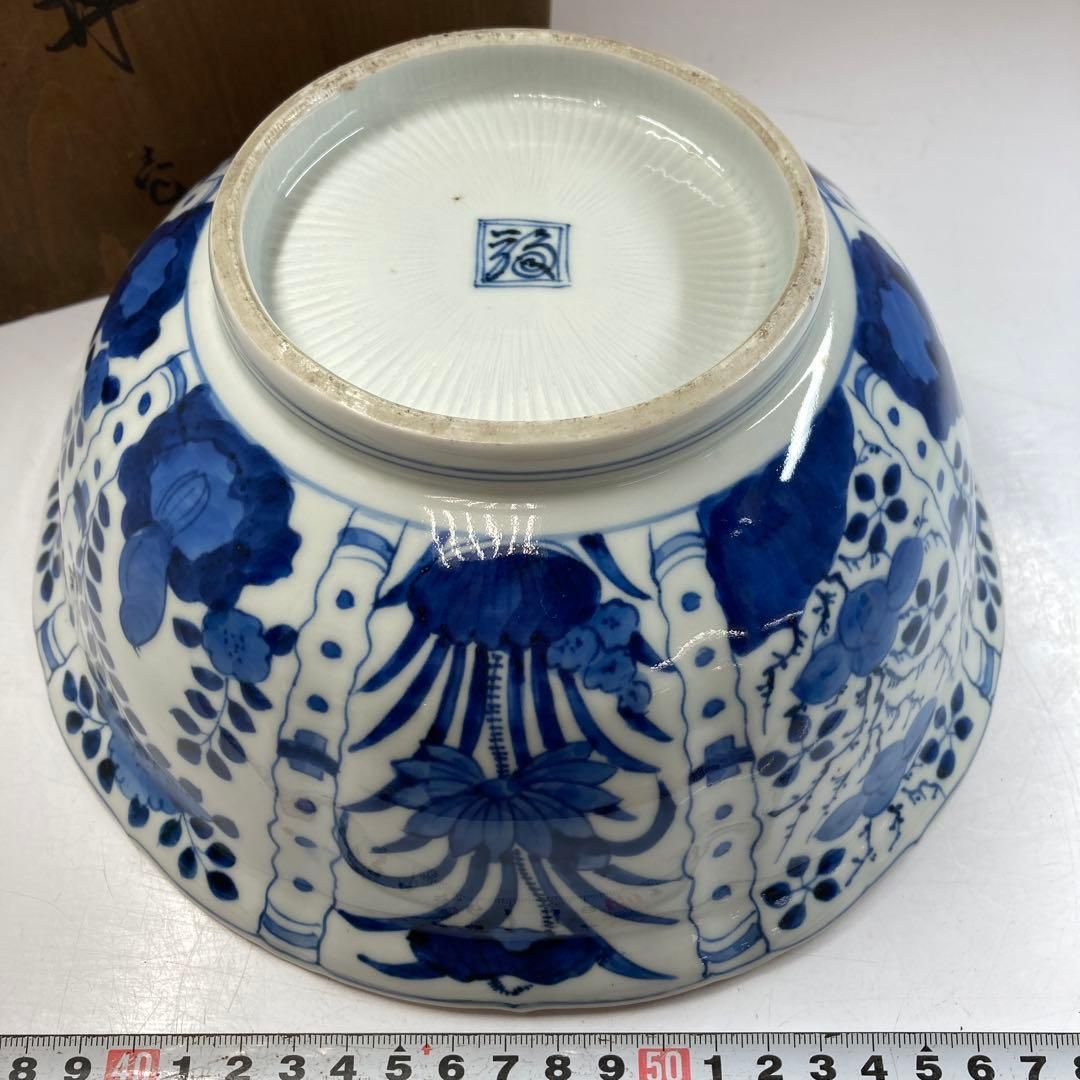 酒井田柿右衛門　染付鉢　丼　角福　木箱付　幅23.2㎝　東Y5-1214☆2F 酒井田柿右衛門 染付鉢 丼 角福 木箱付 幅23.2㎝ 東Y5-1214☆2F