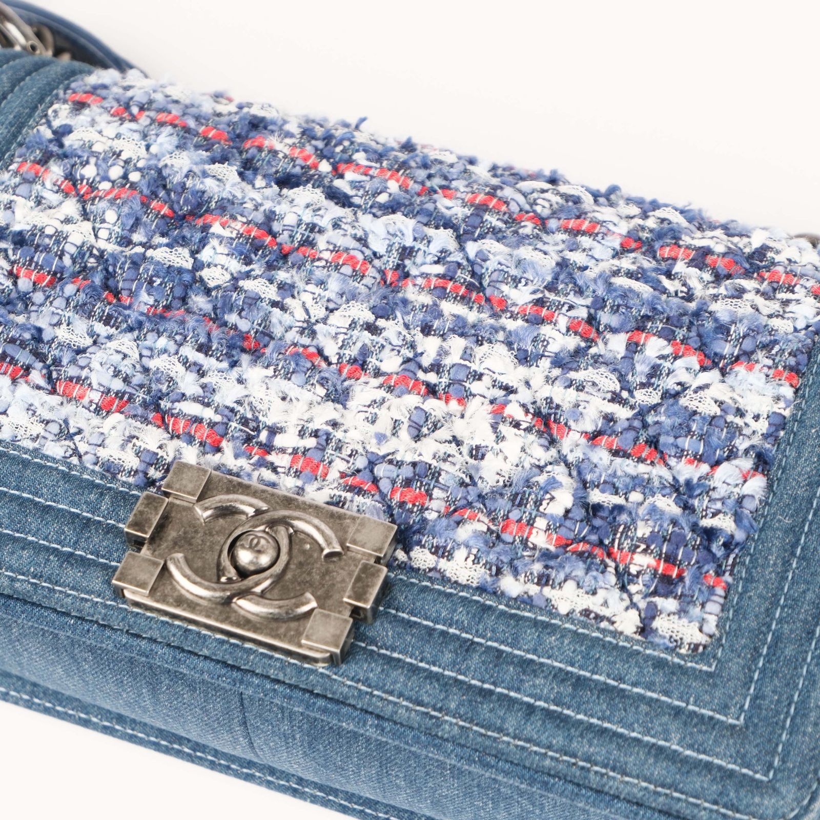 CHANEL ボーイシャネル コットンツイードデニム チェーンショルダーバッグ