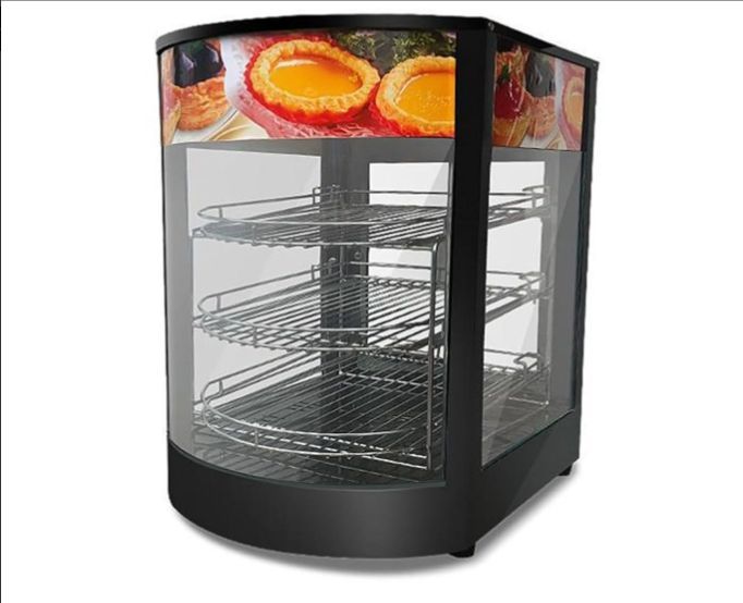 業務用フードウォーマー 電気カウンタートップ食品ディスプレイケース 800W 3層エッグタルトキャビネット 食品保存装置 サーモスタット制御ピザ タルト ハンバーガー フライドポテト用のホットフードボックス