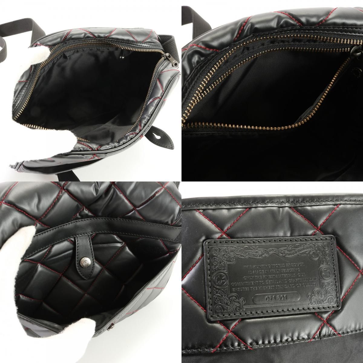 美品 ハンティングワールド レザー ナイロン 2WAY ショルダーバッグ 