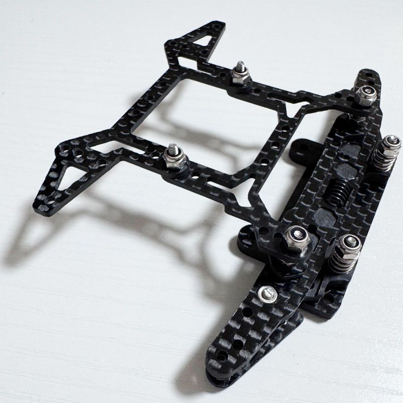 【ミニ四駆・MS用】2軸ATスライドダンパー＋フロント提灯　2021／カーボン ミニ四駆・MSシャーシ用】2軸ATスライドダンパー／左右独立稼働
