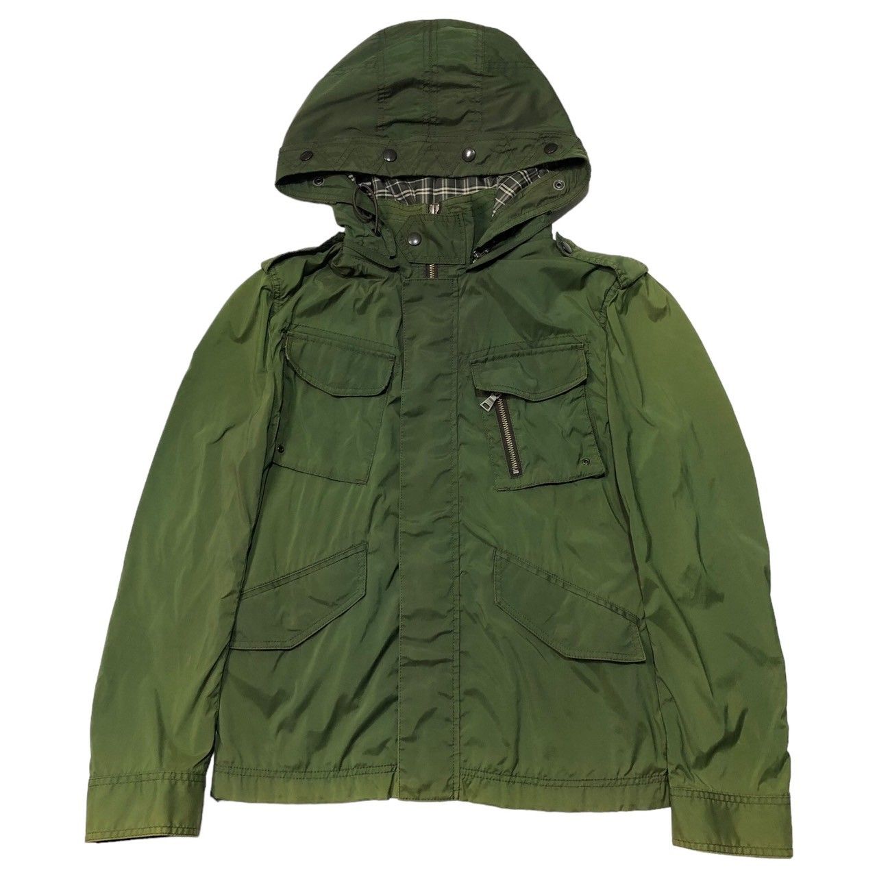 BURBERRY BLACK LABEL(バーバリーブラックレーベル) nylon poly hooded jacket ナイロンポリ フーデッドジャケット D1F12-314-76 M グリーン 色褪せ有り - メルカリ