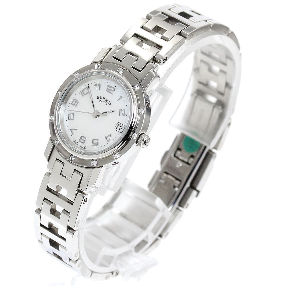 エルメス HERMES CL4.230 クリッパー ナクレ ベゼル 12Pダイヤ  
