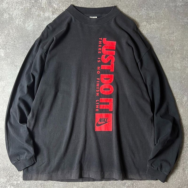 90s USA製 初期 銀タグ NIKE ビッグ スウォッシュ ロゴ プリント 長袖 Tシャツ XL / 90年代 アメリカ製 オールド ナイキ  ブラック - メルカリ