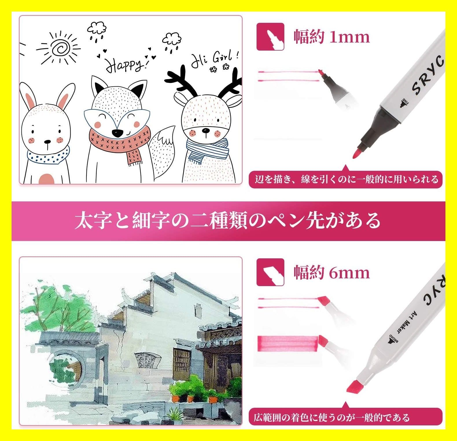 マーカーペン　80色セット　油性 太細両用 カラーペン コミック用　イラスト　マーカー　ツインヘッド　マンガ 大人 初心者 練習 上級者 収納バッグ付 お絵描きセット 子供 プレゼント