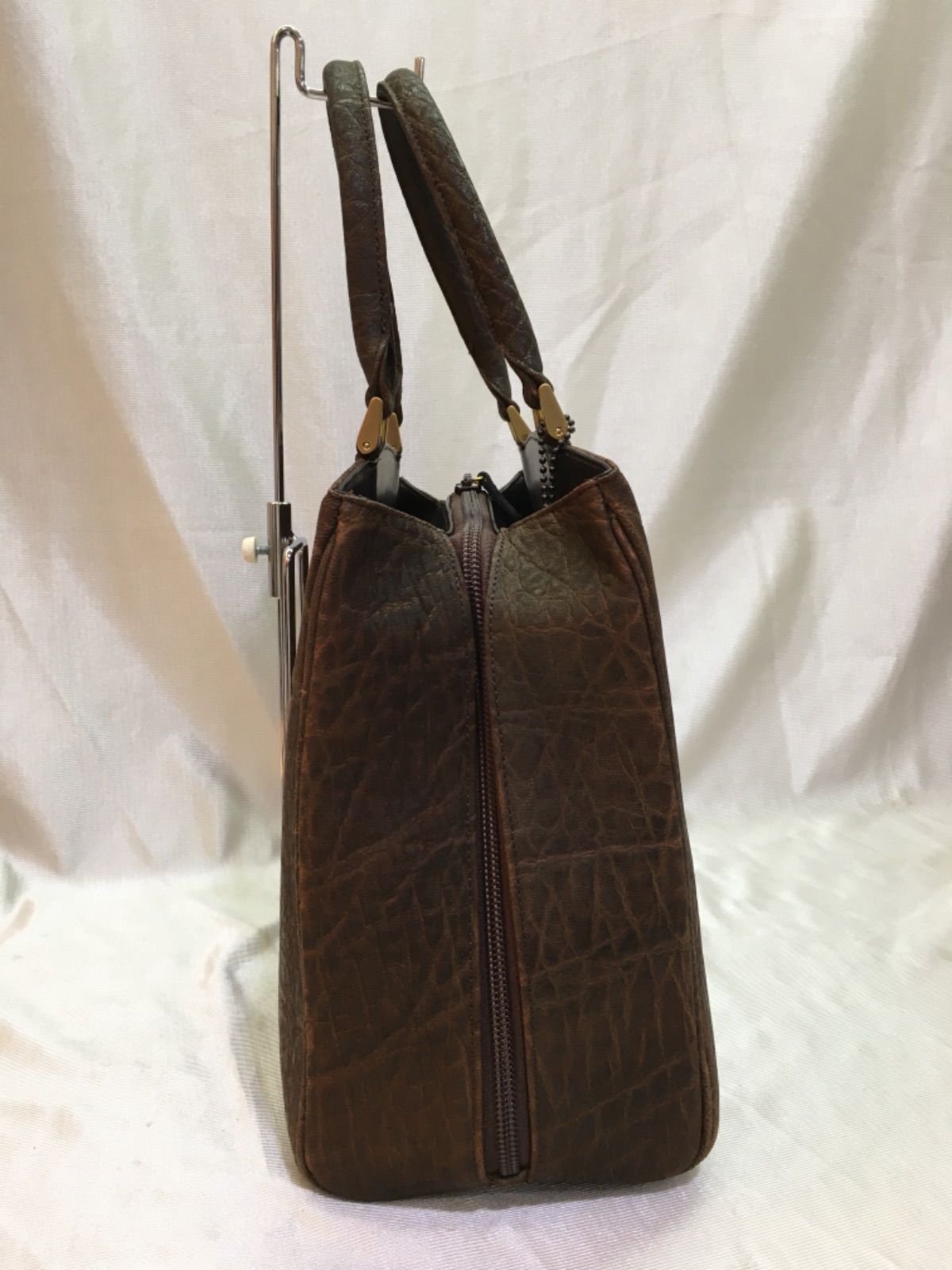 エレファント 象革 JRA ハンドバッグ ブラウン 日本製 - メルカリ