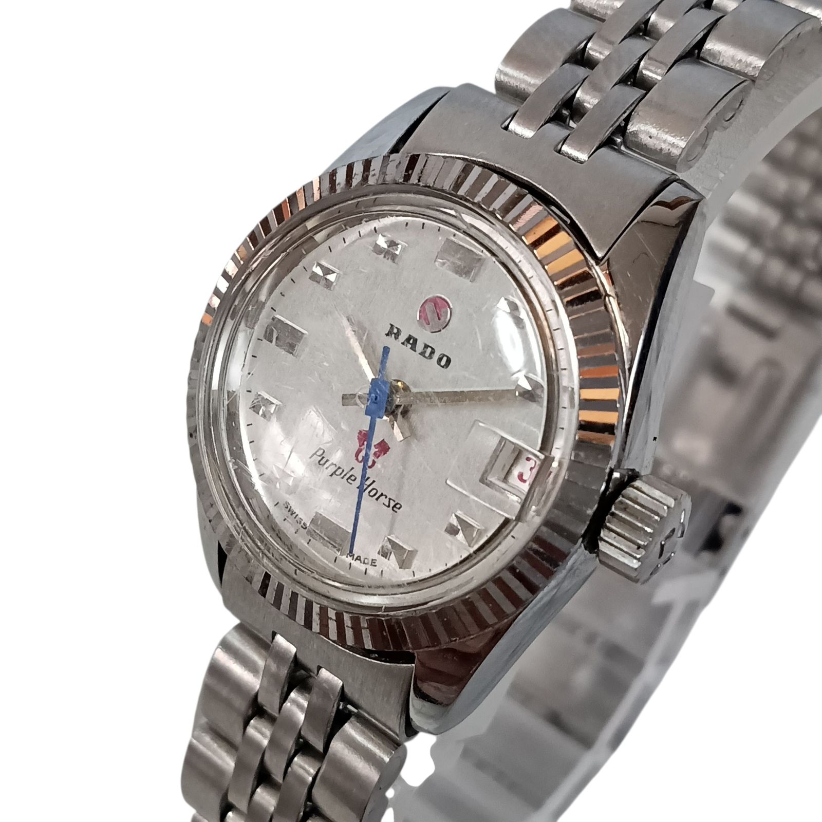 稼働 1017-3 RADO Purple Horse ラドー パープルホース レディース 腕時計 779 手巻き デイト