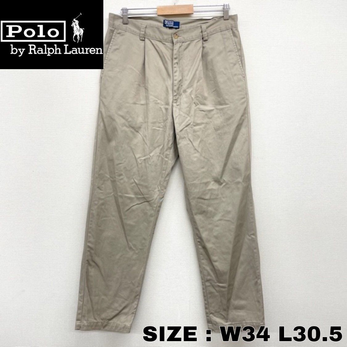 US古着 Polo by Ralph Lauren チノパンツ ワンタック CHATFIELD PANT W34 L30.5 ベージュ - メルカリ