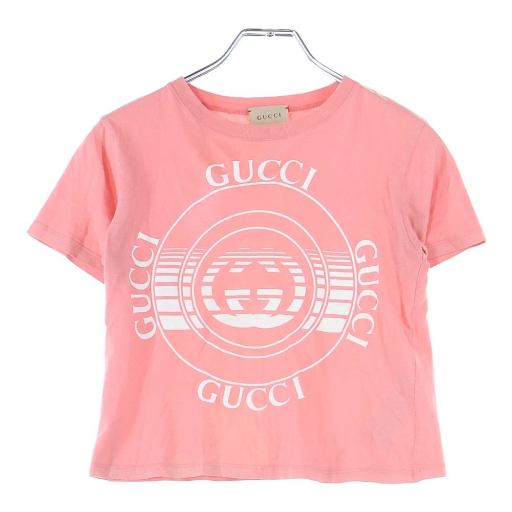 GUCCI グッチ フロントロゴプリント キッズ クルーネック 半袖Tシャツ ピンク 586167 XJC70