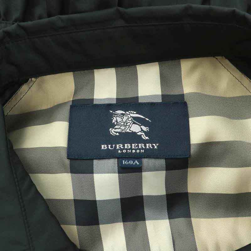 バーバリー ロンドン BURBERRY LONDON トレンチコート スプリングコート ダブル ミドル ギャザー 裏地ノバチェック 160 黒  ブラック /NW8