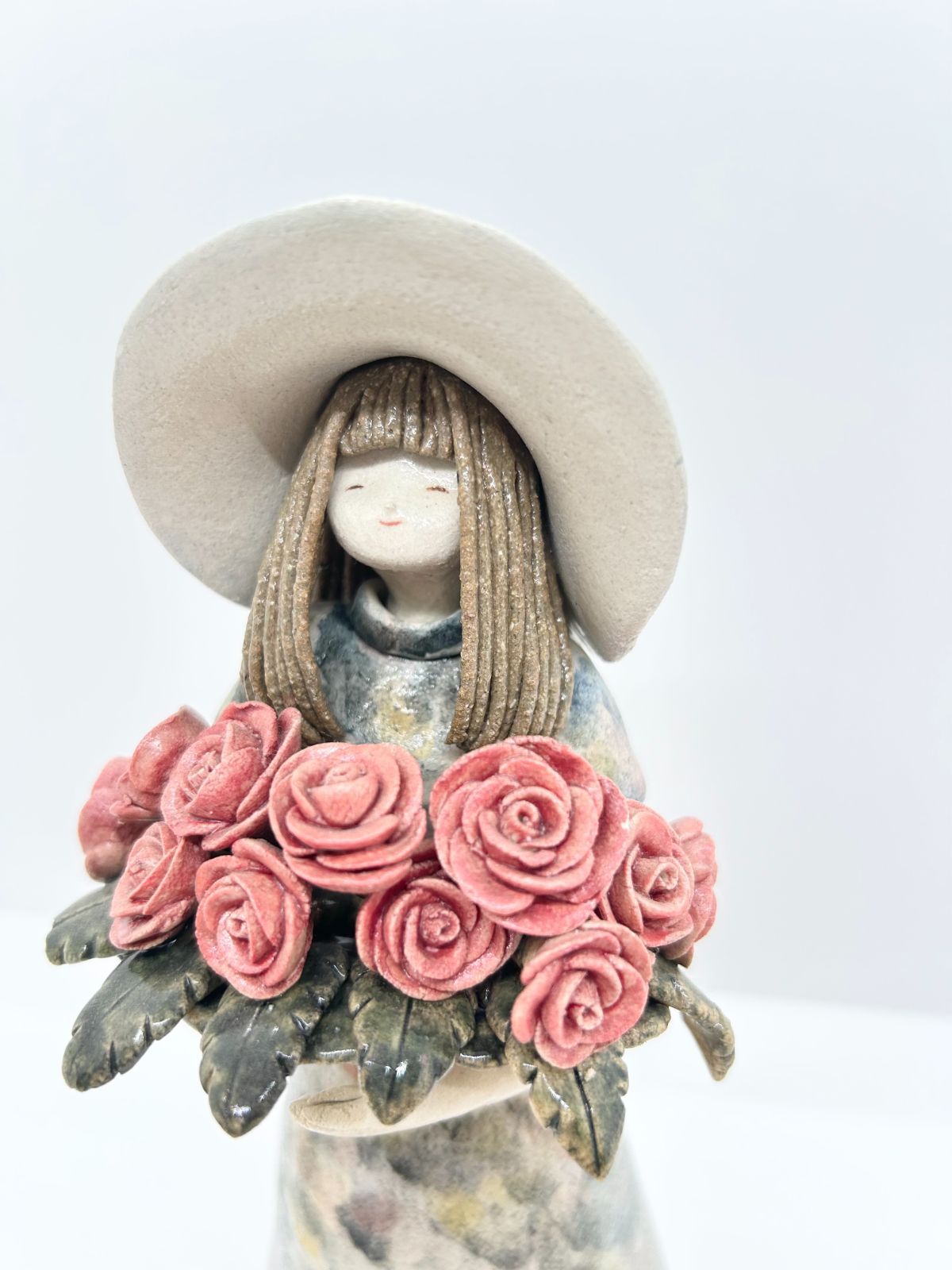 花束と少女 置物