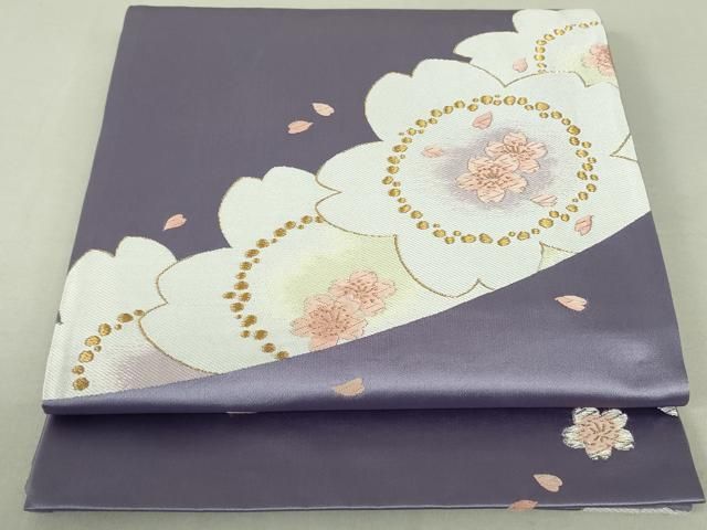 平和屋着物○六通柄袋帯 舞桜文 金銀糸 正絹 逸品 DAAT0390ob