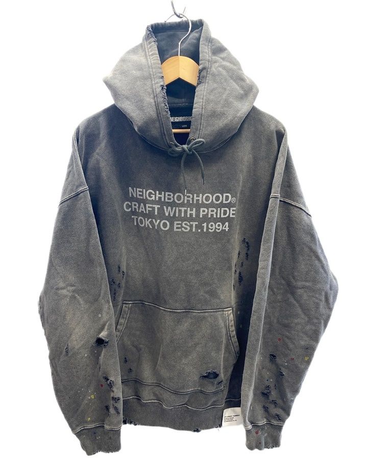 ネイバーフッド NEIGHBORHOOD Savage Sweatparka ダメージ加工 クラッシュ ヴィンテージ加工 プルオーバー パーカー  トップス 232OKNH-CSM02S パーカ プリント グレー Lサイズ 101MT-1920