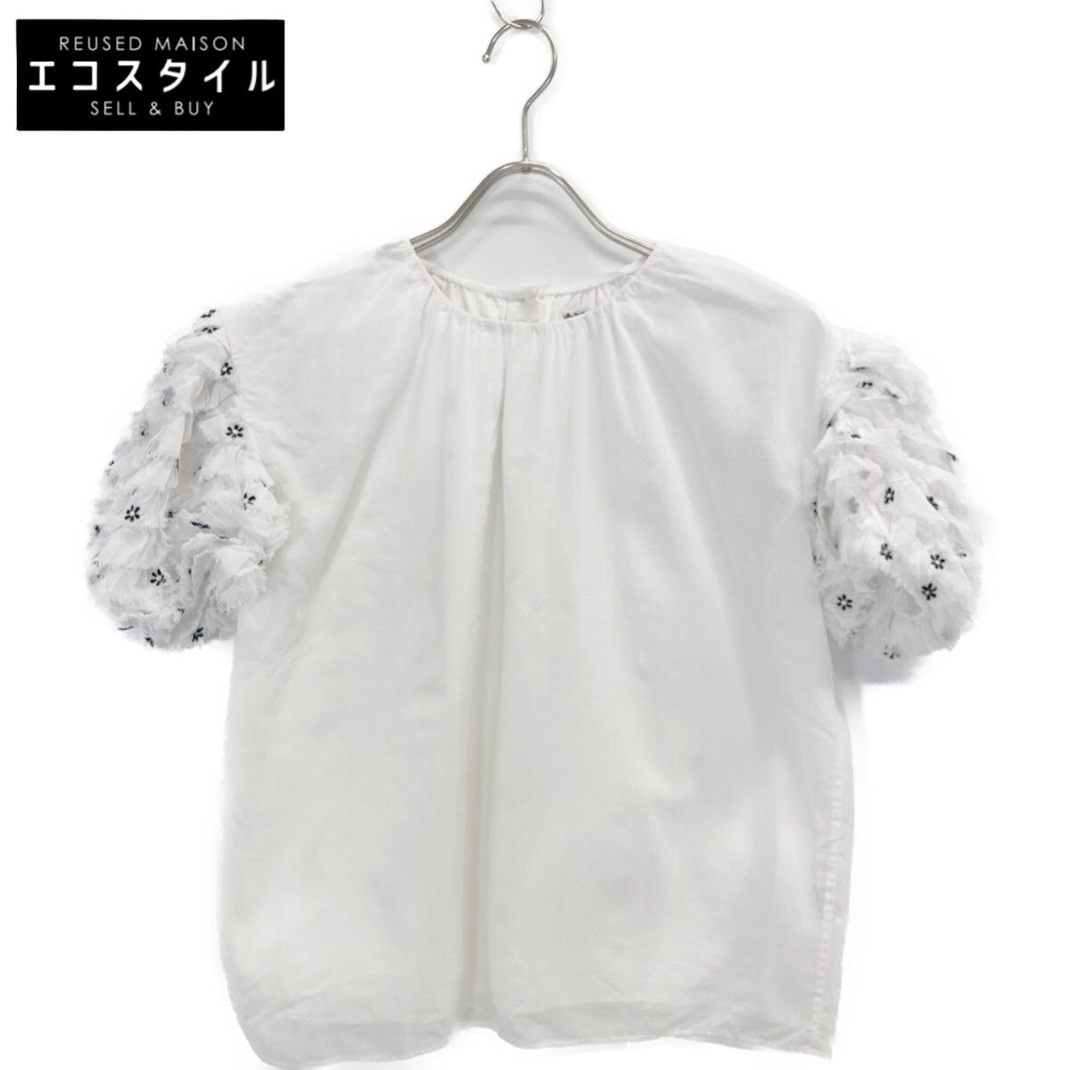 JUPE BY JACKIE ジュップ バイ ジャッキー ホワイト フリルスリーブ トップス S