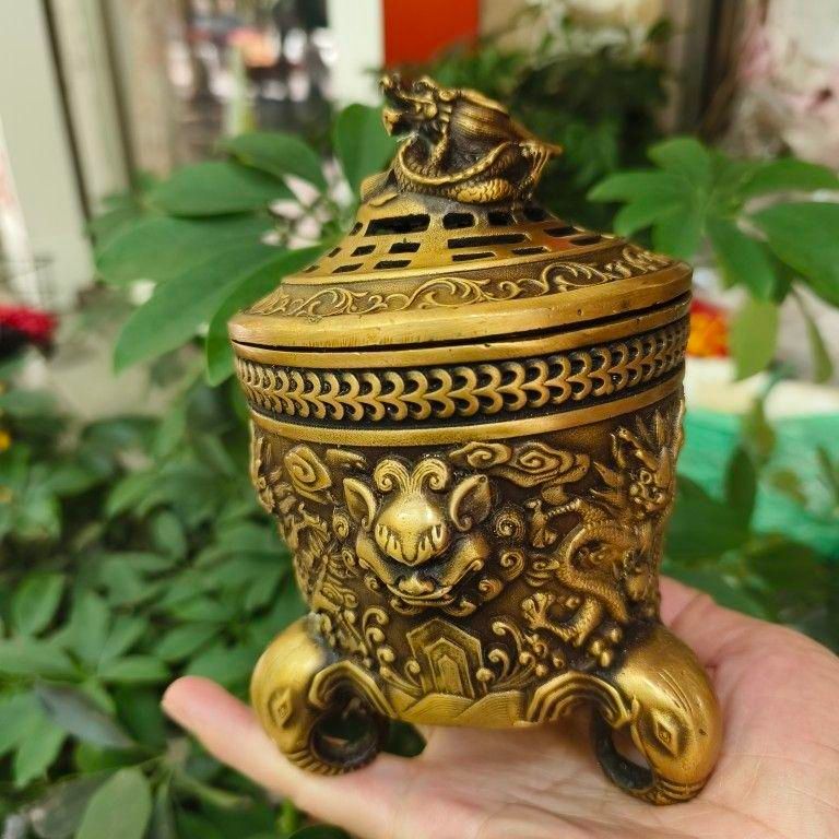 三足象耳 三面獅頭薫香炉 九龍聚宝盆香炉 装飾品 工芸品 美術品 置物 三足象耳 三面獅頭薫香炉 九龍聚宝盆香炉 装飾品 工芸品 美術品