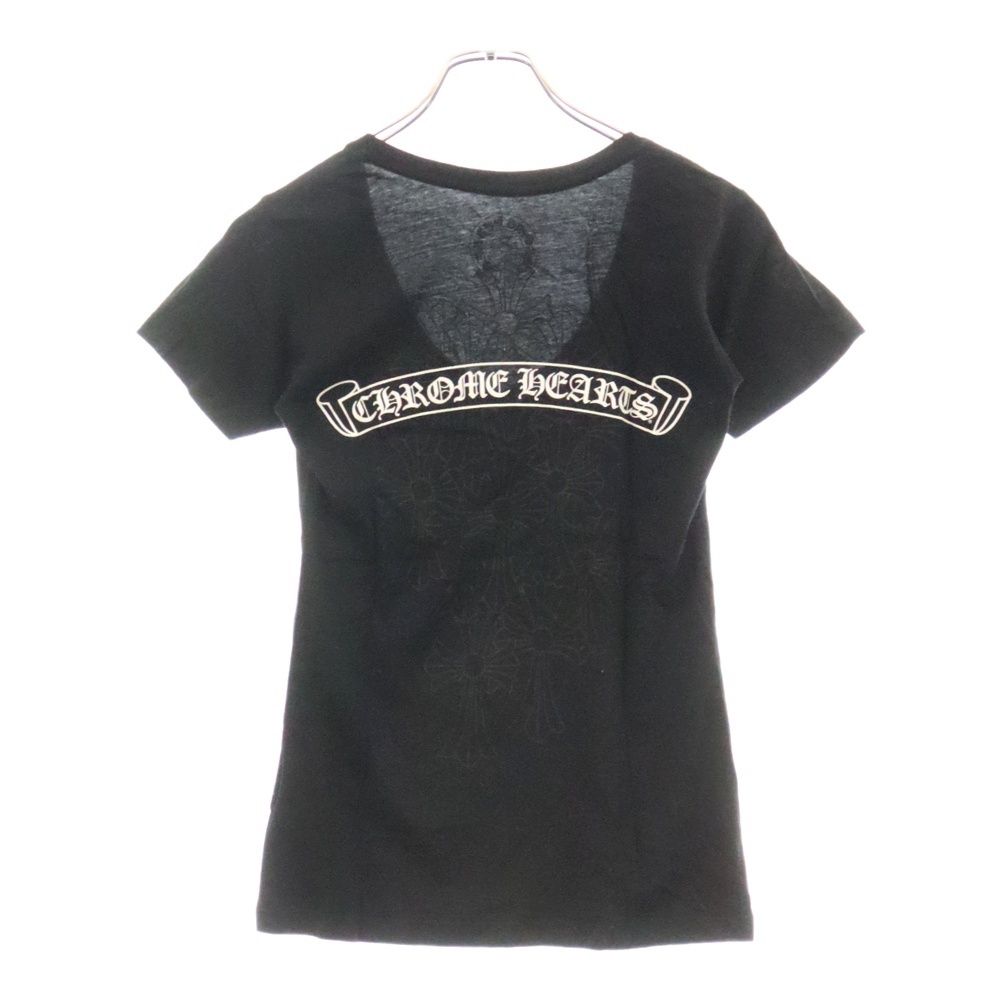 CHROME HEARTS (クロムハーツ) LOGO S/S TEE セメタリークロス スクロールラベル バックプリント Vネック 半袖Tシャツ  ブラック - メルカリ