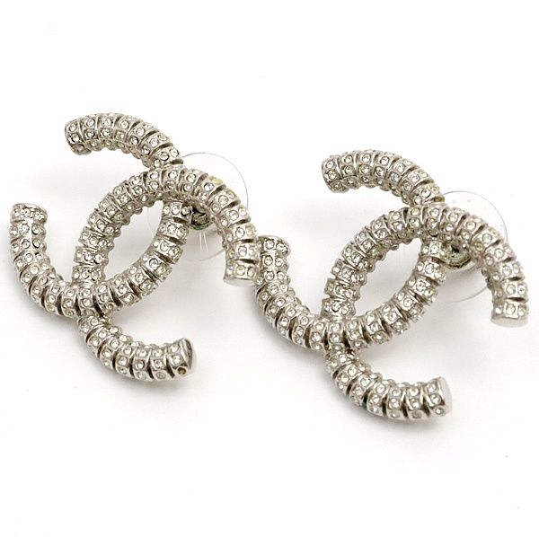 広尾店 シャネル CHANEL ココマーク ラインストーンピアス シルバー A23P 17465