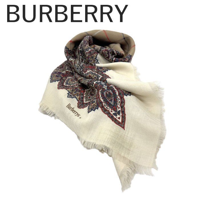 バーバリー BURBERRY ストール 柄 チェック 大判 薄手 おしゃれ アイボリー ベージュ系