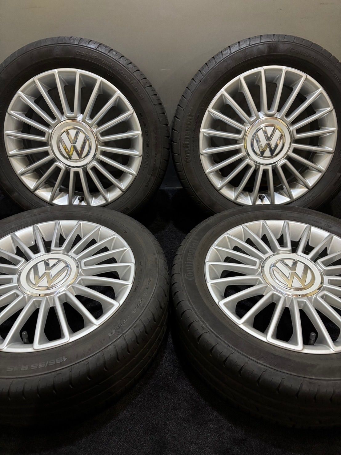 185|55R15 Continental|ContiPremiumContact2 18年製 VW アップ 純正 15インチ 5.5J 41 100 4H 夏タイヤ 4本 2-J110