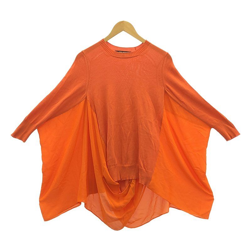 JUNYA WATANABE COMME des GARCONS / ジュンヤワタナベ | 2012SS | 異素材 切替 変形 アシンメトリー ドッキング オーバー ニット | XS | オレンジ | レディース JUNYA WATANABE COMME des GARCONS / ジュンヤワタナベ | 2012SS | 異