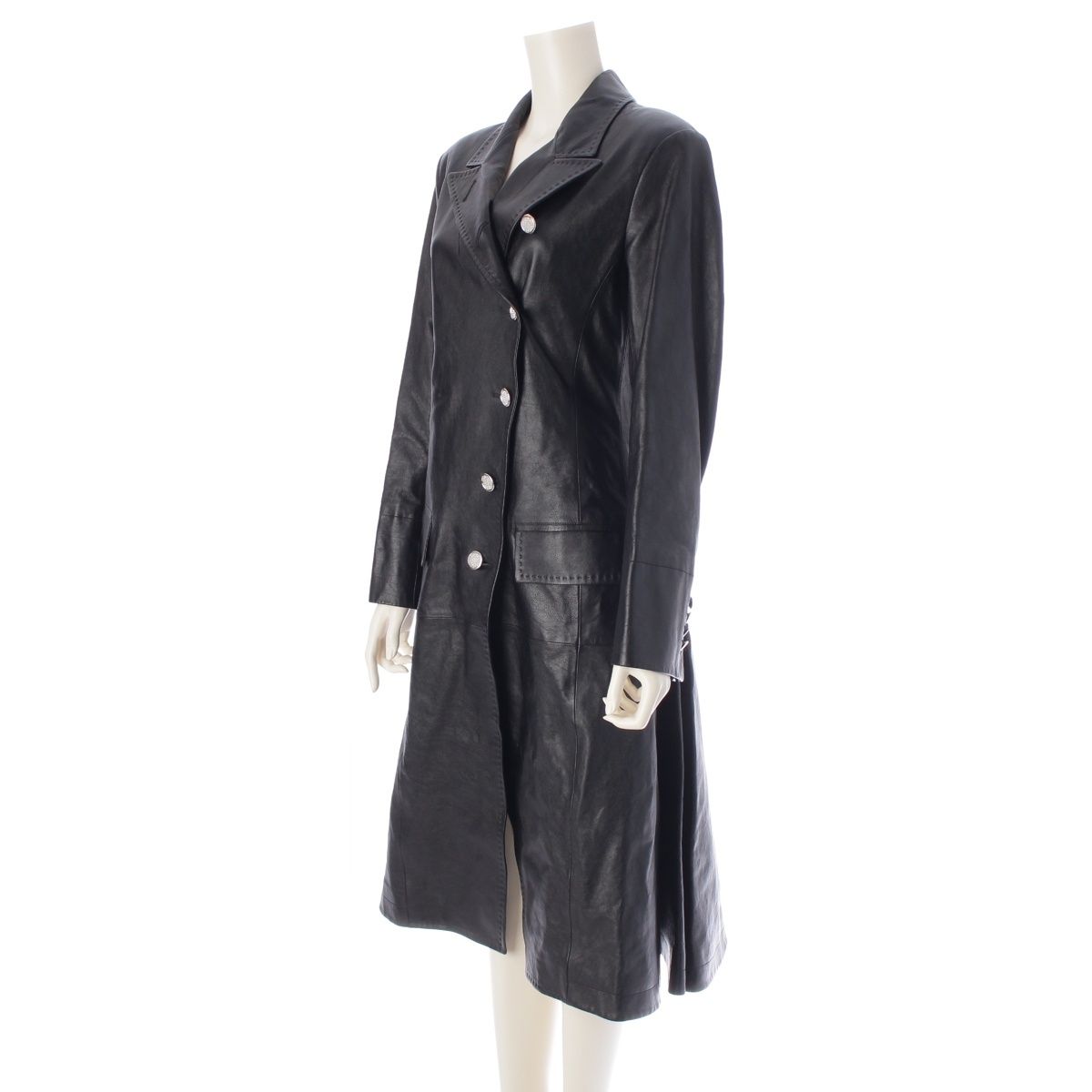Louis Vuitton ウールコート 34 ベージュ・ブラック ルイヴィトン 22SS レザー ロング コート アウター NJ4 FMLC97