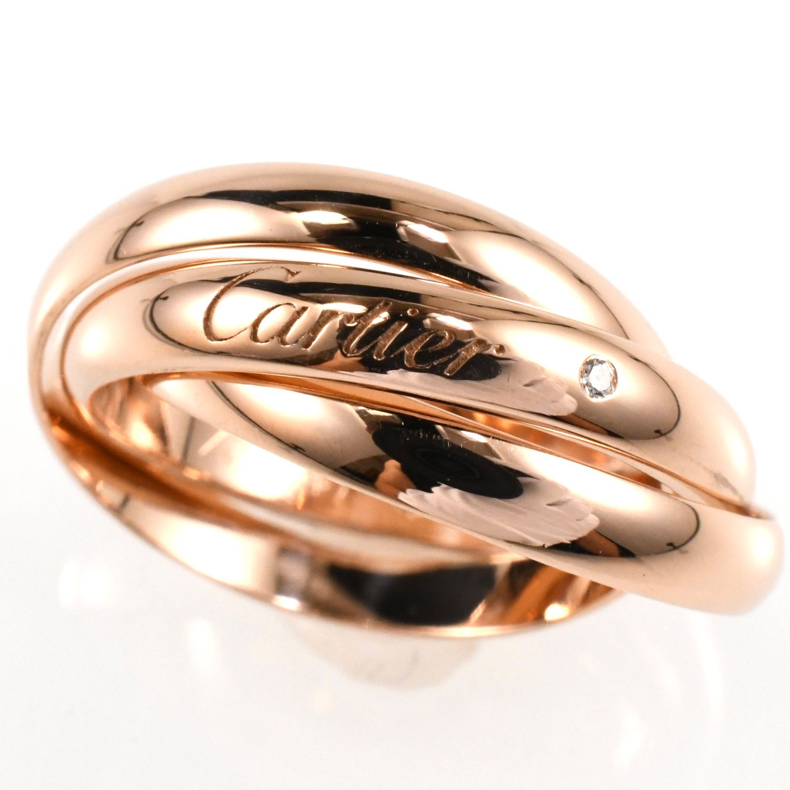 カルティエ トリニティリング SM ダイヤ 限定モデル 3連リング K18PG