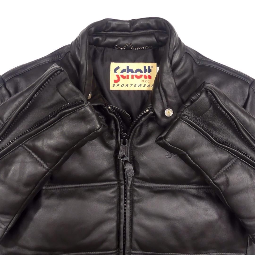 Schott ショット S レザーダウンジャケット モーターサイクル JJ913