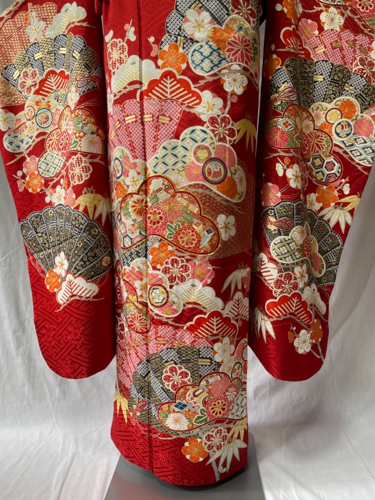 20457【最終価格】振袖6点セット 松竹梅 扇子松 トール 金駒刺繍 宝尽くし-