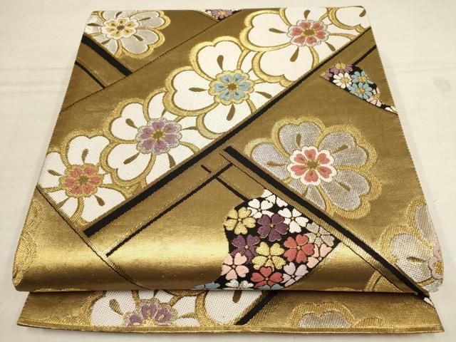 平和屋着物[]子供 丸帯 亀甲花文 金糸 正絹 逸品 AAAU5336ja
