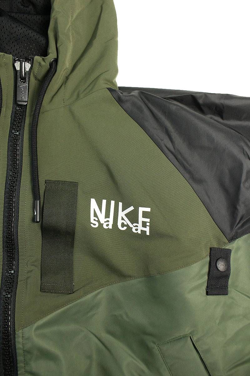 ナイキ ×サカイ Sacai Full zip HD jacket DQ9049-325 ロゴプリントナイロンブルゾン レディース XL