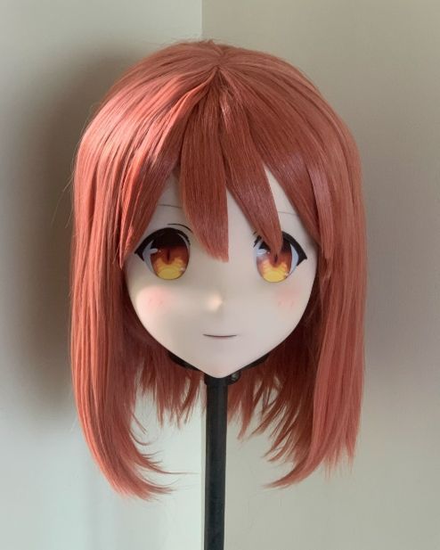 全頭マスク カツラ付き ロック付き NO.173 フルマスク ドール ヘッドロリータ人形 コスプレ 変身 仮装 着ぐるみ 二次元美少女
