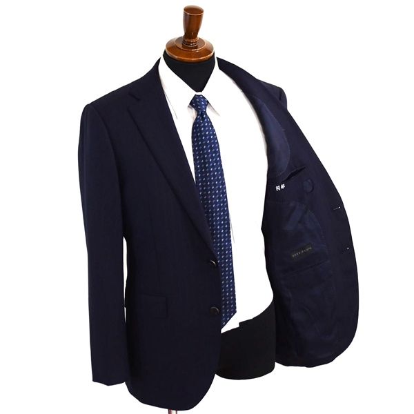 翌日発送。 HILTON 110’s生地 2パンツ 2つボタン シングルスーツ M A6 ダークネイビー ストライプ ノータック 袖口4つ釦 本切羽 115100 春秋 5XJ016 メンズビジネス 202510