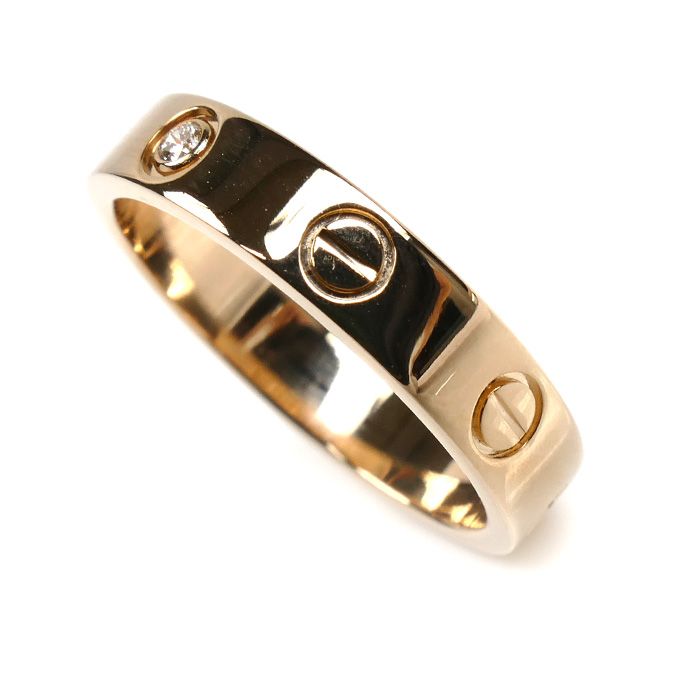 素朴な CARTIER カルティエ K18PG ピンクゴールド ミニラブ 1P ダイヤ リング 指輪 B4050753 13号 53 4.5g レディース 値打ちのある