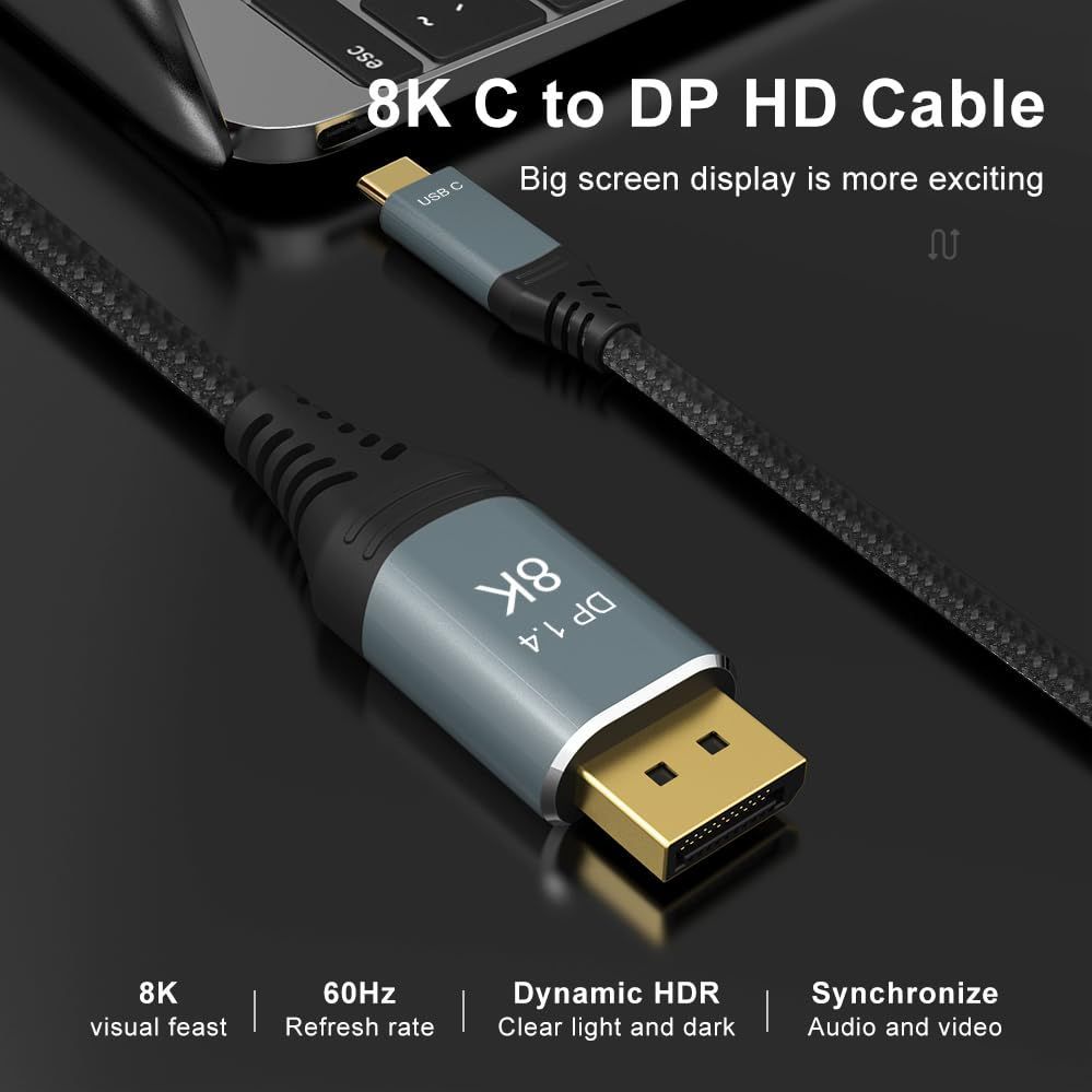 在庫セール】USB Type C DisplayPort 変換ケーブル 8K@30Hz 4K@60Hz