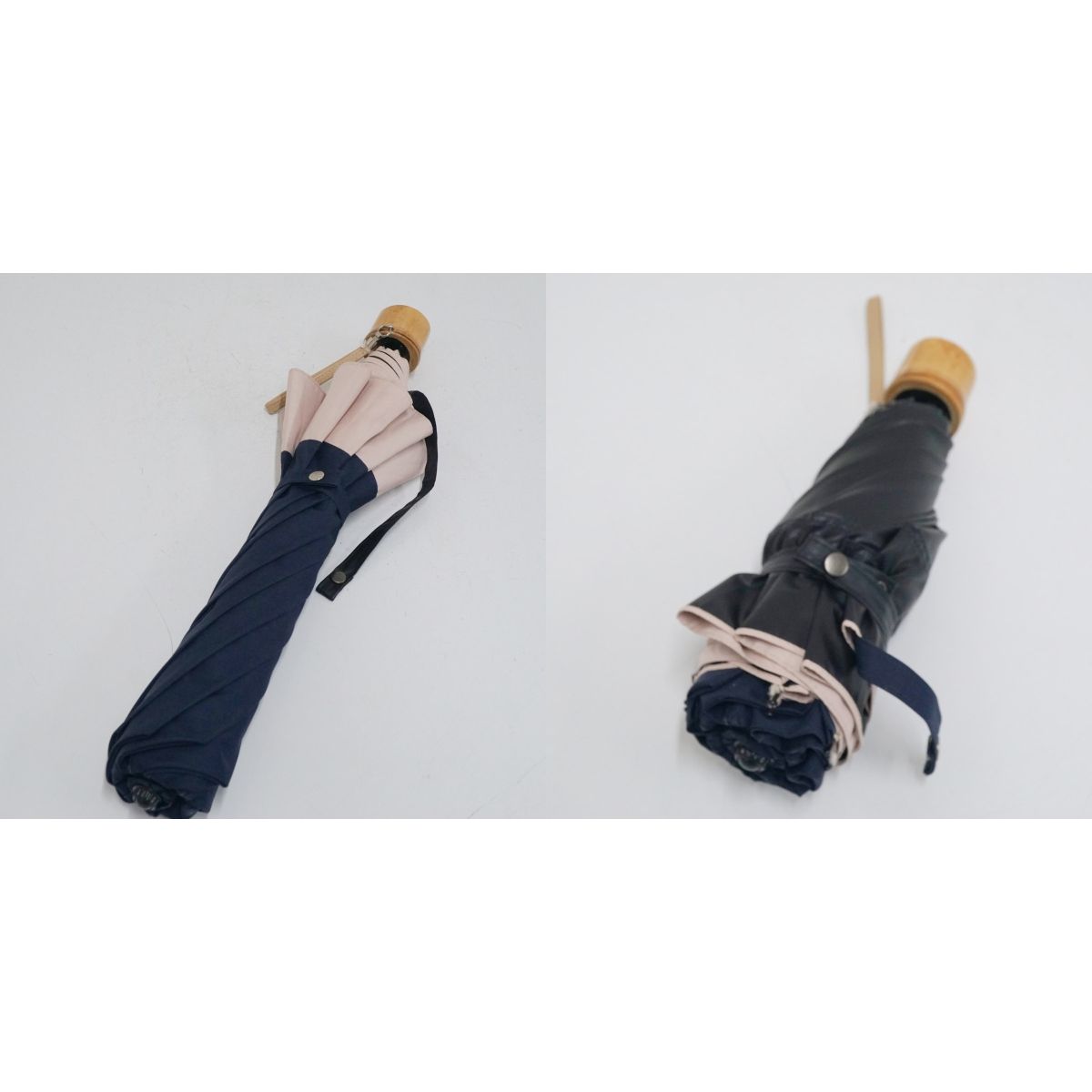 完全遮光折日傘 芦屋ロサブラン USED品 3段折 コンビ ネイビー