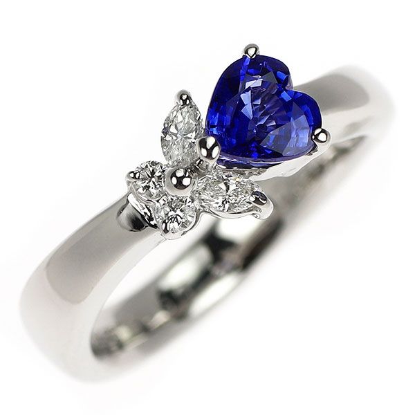 ダイヤモンド&サファイア　リング　新品 Pt900 ハートシェイプ サファイア ダイヤモンド リング 0.69ct
