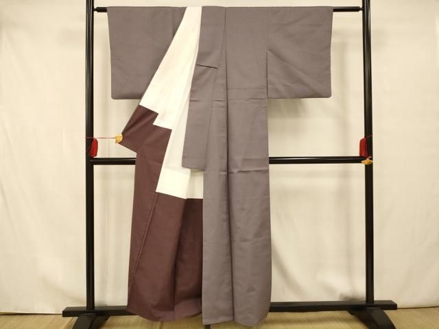 平和屋着物○上質な色無地 風景地紋 藤鼠色 正絹 逸品 DAAV8685tw