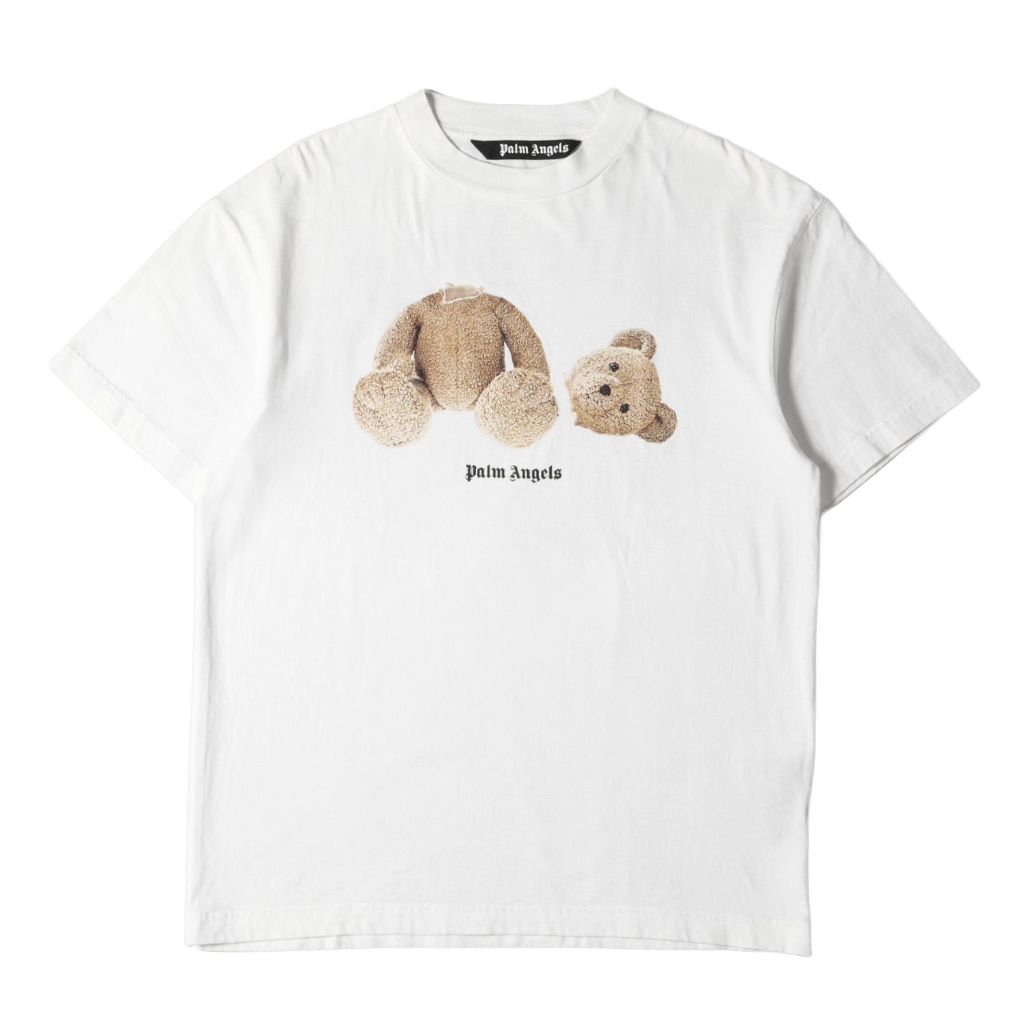 美品 Palm Angels パーム エンジェルス Tシャツ サイズ:L テディベア プリント クルーネック 半袖 Tシャツ Bear Classic  Tee ホワイト 白 トップス カットソー ストリート カジュアル ブランド