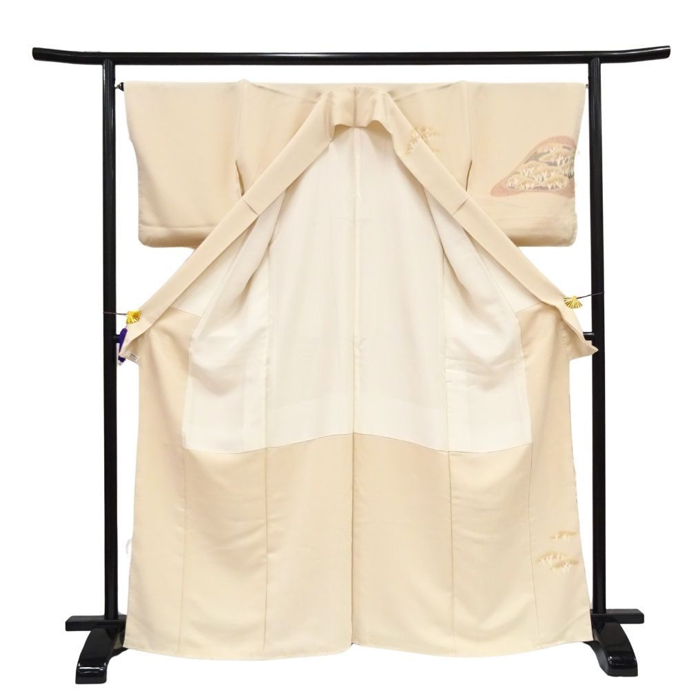 訪問着 袷 正絹 リユース 薄いベージュ 素描 1030-04020C