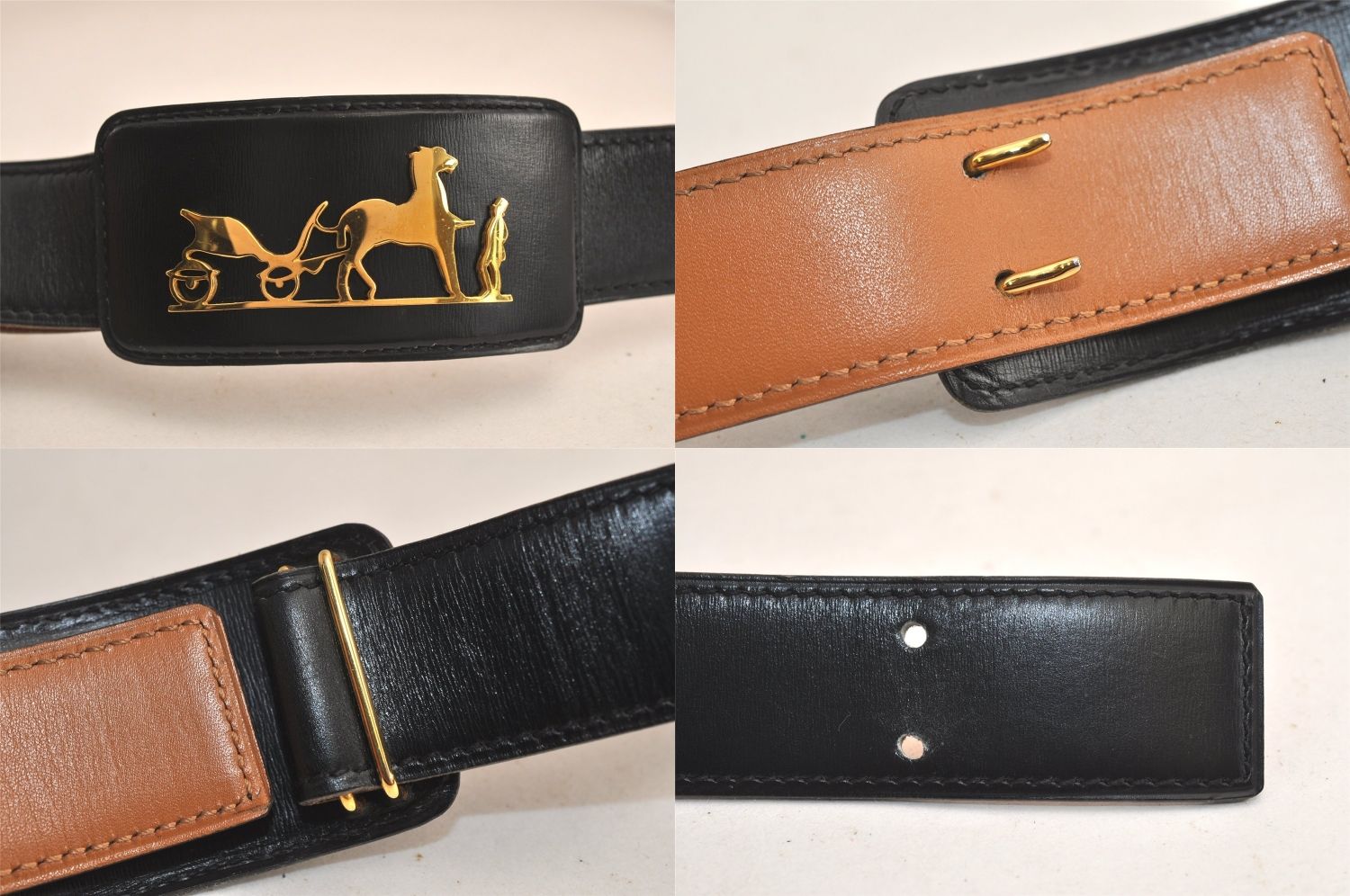 エルメス レディースベルト 【馬車モチーフ　ヴィンテージ】 HERMES エルメス ヴィンテージ 馬車 レザー ベルト サイズ 95cm