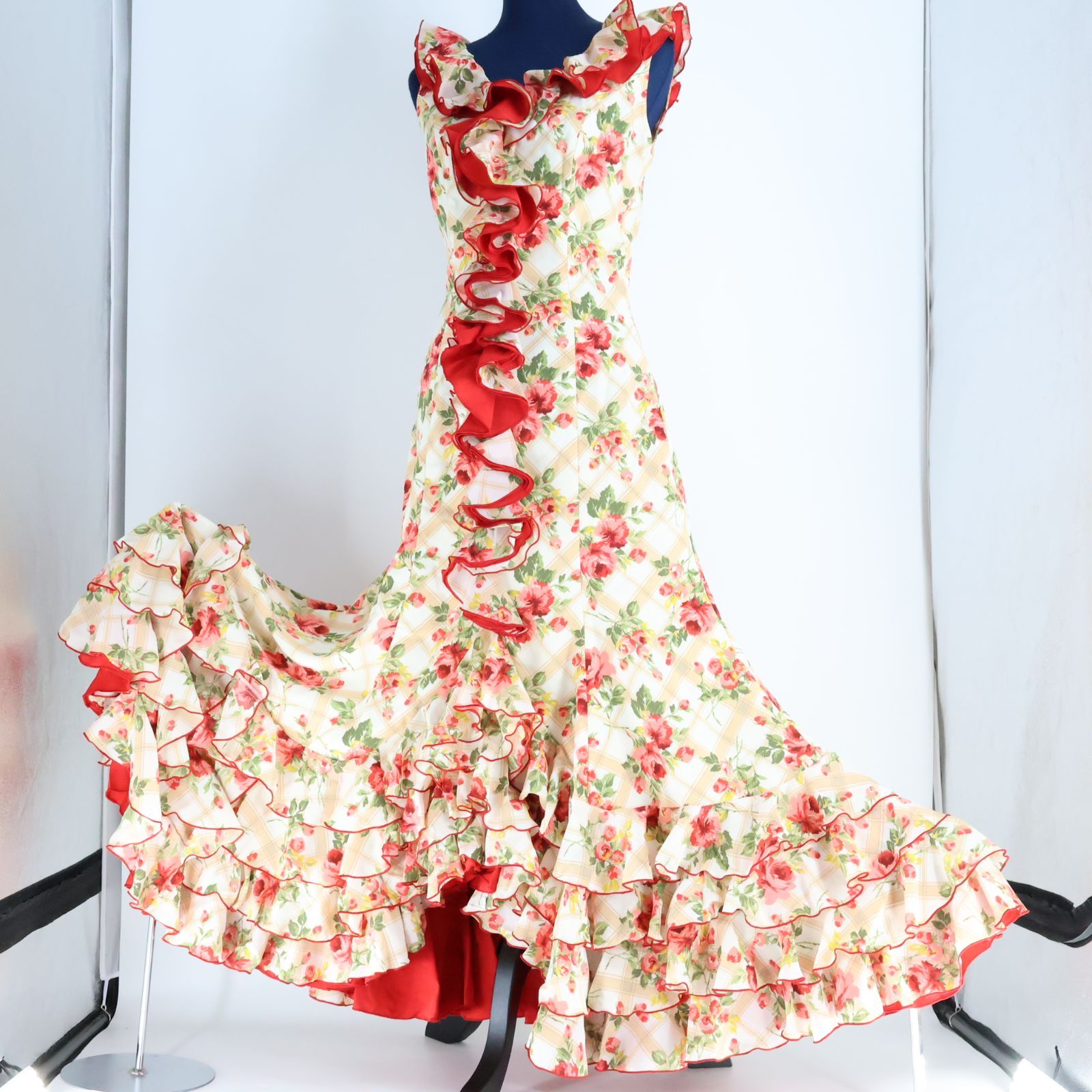 【フラメンコ衣装】レッド SONIA JOHNES ワンピース ドレス 赤 美品 フラメンコ衣装】レッド SONIA JOHNES ワンピース ドレス 赤