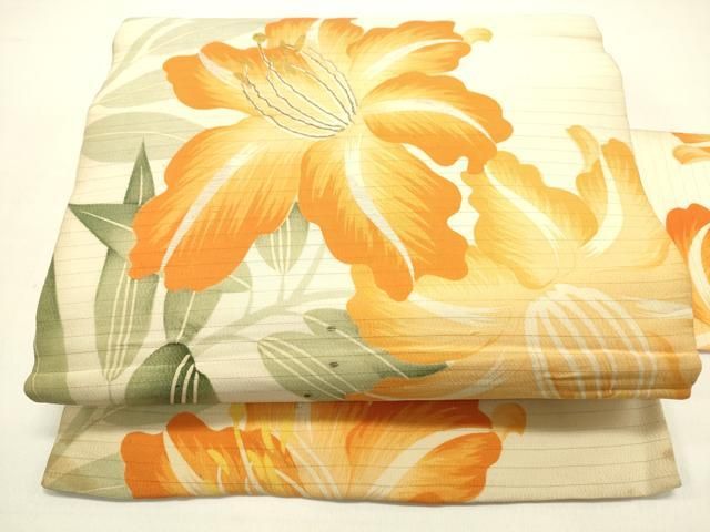 平和屋着物＊夏物 アンティーク 大正ロマン 九寸名古屋帯 草花文 金銀糸 正絹 DAAX5905cm