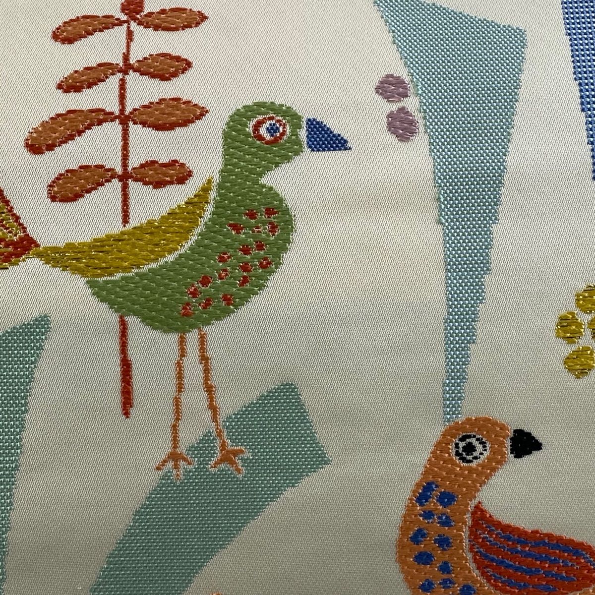 名古屋帯 龍村美術織物 落款 小鳥の詩 鳥 箔 クリーム 正絹