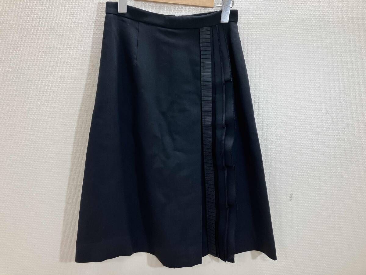 FOXEY フォクシー 36749 ミドルスカート リボンプリーツ スカート 黒 38