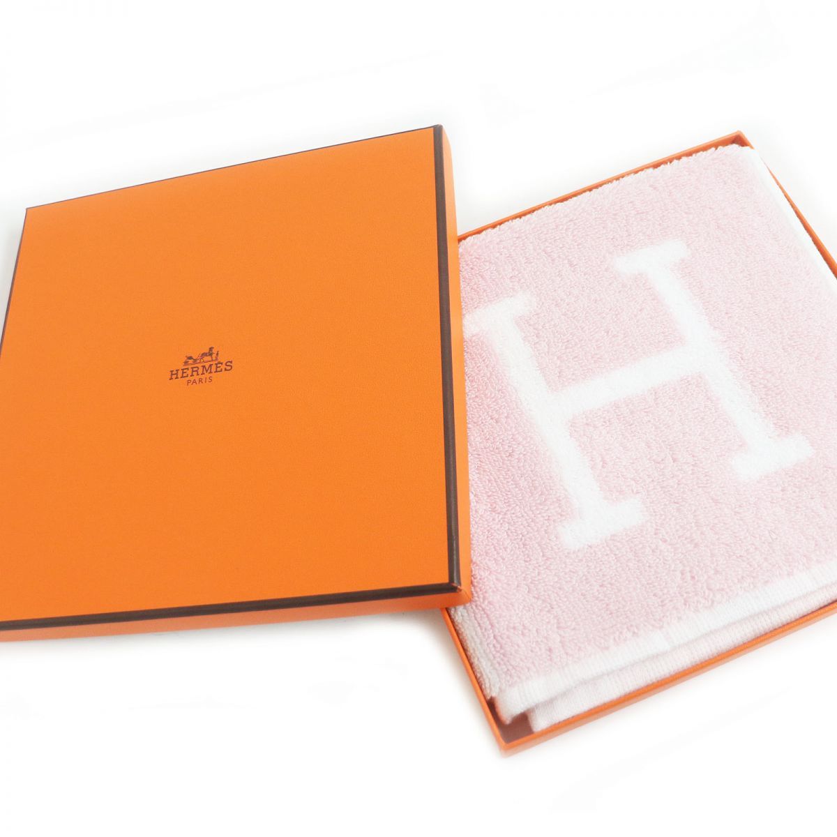 未使用品□HERMES/エルメス Hロゴ ブロック コットン100％ ハンド