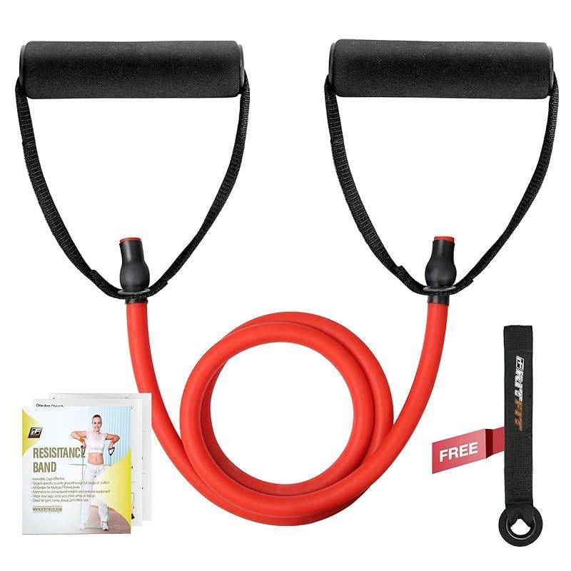 RITFIT シングルトレーニングチューブ 快適なグリップあり ロングタイプ 全身のトレーニングやヨガに適用 レッド 50ｌｂｓ 0
