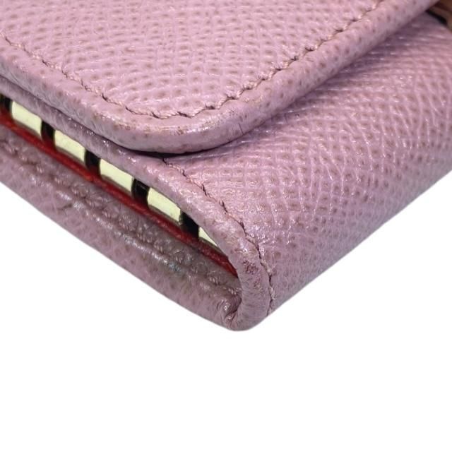 BVLGARI ブルガリ ロゴクリップ 6連 キーケース レザー ピンク