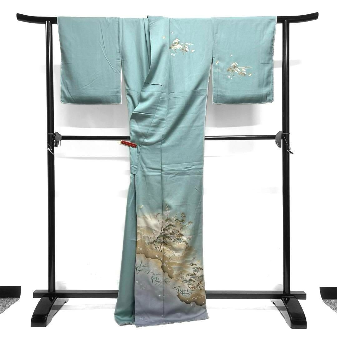 訪問着金彩風景模様波舟松竹梅お屋敷着物105a d